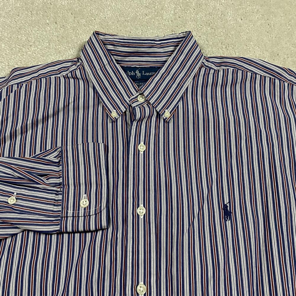 Polo Ralph Lauren Shirt Mens XL Blue Stripe Long Sleeve Button Down Blake USA